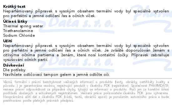 Příbalový leták - Avène ESSENTIAL Jemný odličovač očí 125 ml