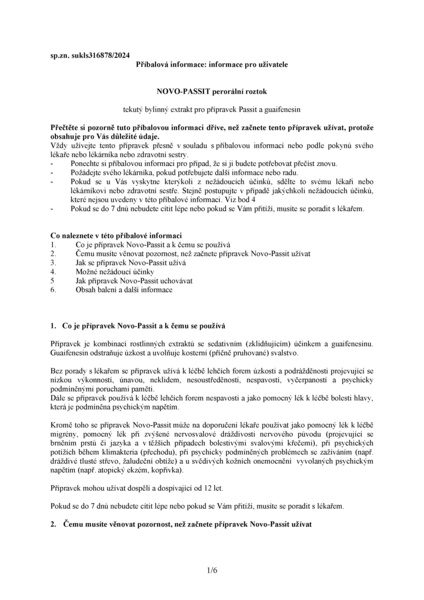 Příbalový leták (SUKL) - Novo-Passit 77.5mg/ml+40mg/ml perorální roztok 100ml