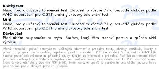 Příbalový leták - GlucosePro nápoj pro glukózový toleranční test malina 250ml