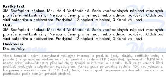 Příbalový leták - 3M Spofaplast 191N Max Hold Voděodolné 12ks