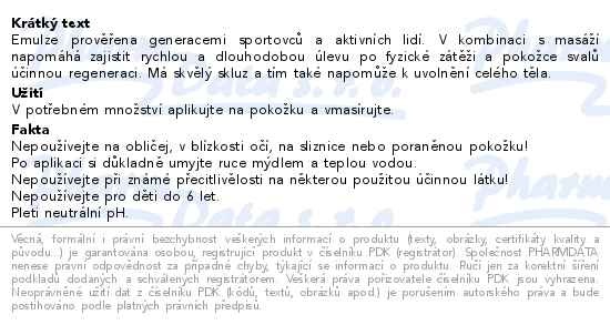 Příbalový leták - Emspoma Sport regenerační emulze 1000ml