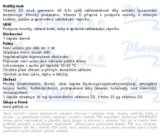 Příbalový leták - GS Vitamin Lipo D3 1000 IU 60+10 kapslí dárek