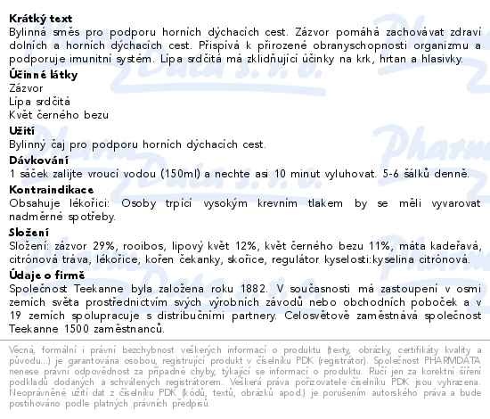 Příbalový leták - TEEKANNE Dýchací cesty se zázvorem 10x2g