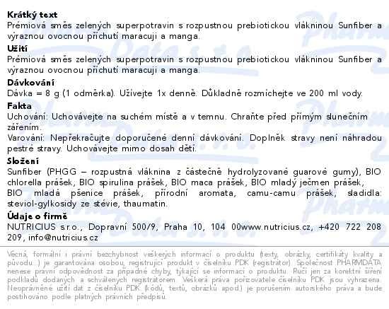 Příbalový leták - NutriGreen Fiber+ maracuja-mango 200g