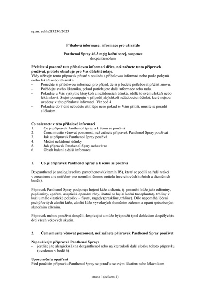 Příbalový leták (SUKL) - Panthenol Spray 46.3mg/g drm.spr.sus.130g