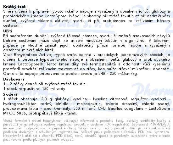 Příbalový leták - Vitar Rehydratace Active 10 sáčků