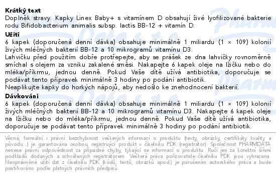 Příbalový leták - Linex Baby + s vitamínem D 8ml