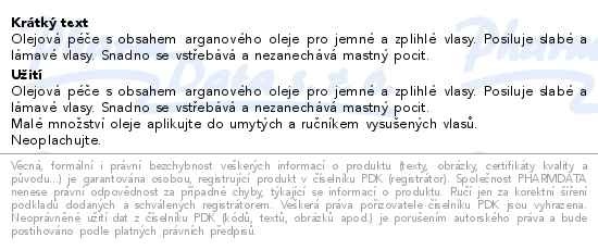 Příbalový leták - Moroccanoil olej pro jemné vlasy 50ml