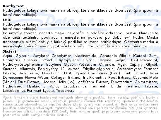 Příbalový leták - Biodance kolagenová hydrogelová pleťová maska 4x34g