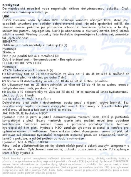 Příbalový leták - BIODERMA Hydrabio H2O 250ml
