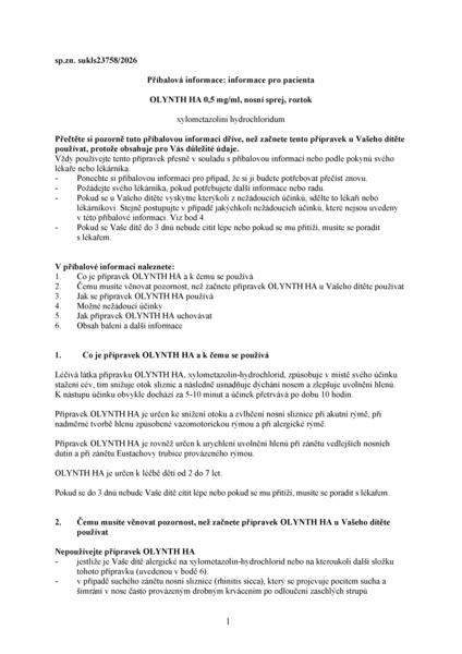 Příbalový leták (SUKL) - Olynth HA 0.5mg/ml nas.spr.sol.10ml
