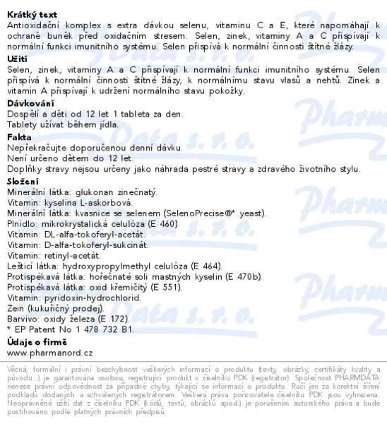 Příbalový leták - Pharma Nord Bioaktivní Selen+Zinek 150 tablet