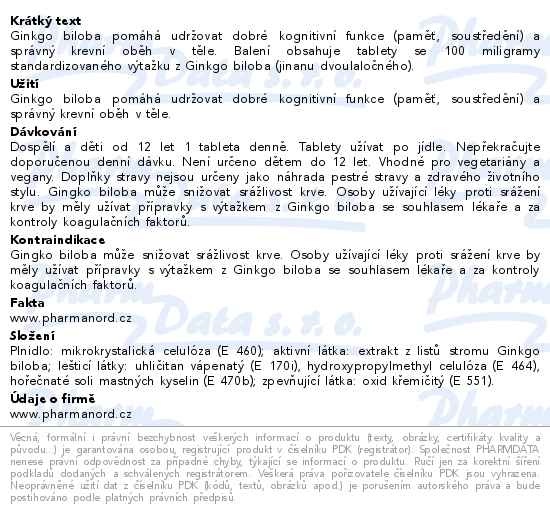 Příbalový leták - Bioaktivní Biloba 60 tablet