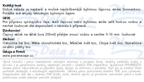 Příbalový leták - Čaj Dobrá nálada BIO 18x1,5g porc.