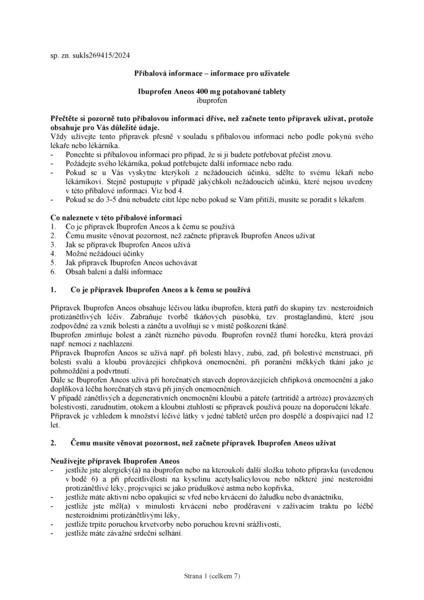Příbalový leták (SUKL) - Ibuprofen Aneos 400mg tbl.flm.100