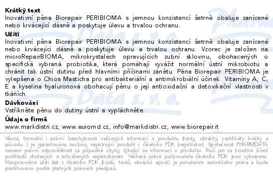 Příbalový leták - Biorepair Peribioma pěnová ústní voda 200ml