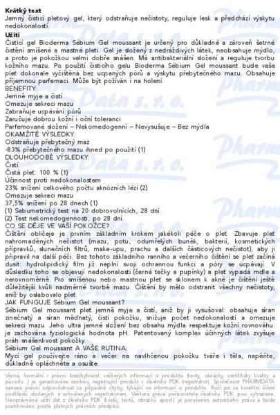 Příbalový leták - BIODERMA Sébium Gel moussant 500ml