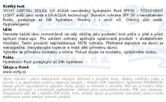 Příbalový leták - VICHY CAPITAL SOLEIL UV AQUA fluid lightSPF50 50ml