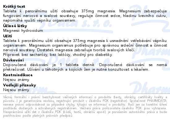 Příbalový leták - Magnex 375mg 180 tablet