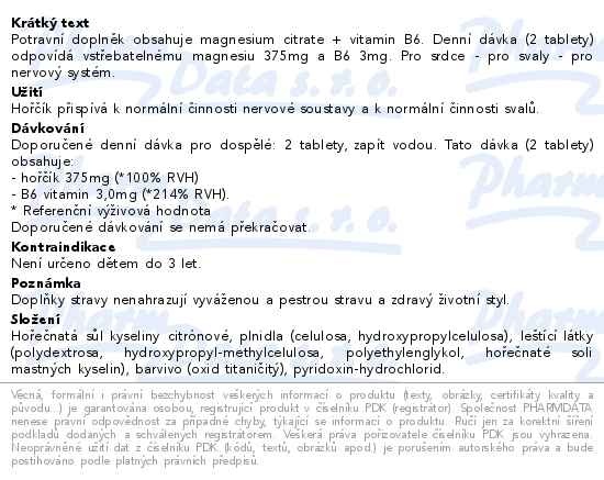 Příbalový leták - Magnex citrate 375mg+B6 100 tablet