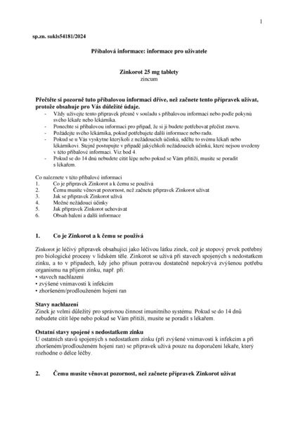 Příbalový leták (SUKL) - Zinkorot 25mg tbl.nob.50x25mg