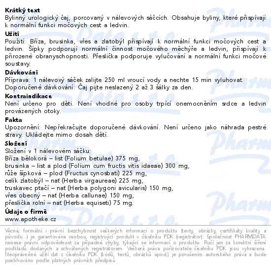 Příbalový leták - Apotheke Urolog akut s brusinkou čaj 20x1.5g