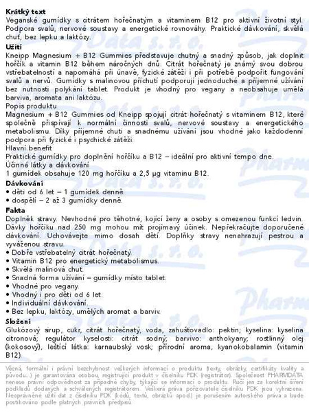 Příbalový leták - Kneipp Magnesium+B12 gummies 60ks