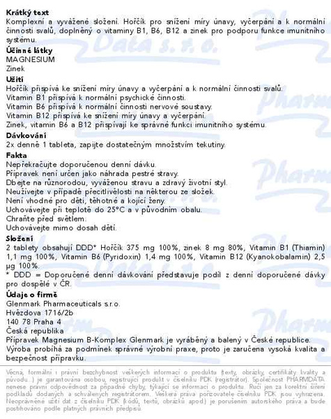 Příbalový leták - Magnesium B-komplex Glenmark 60 tablet