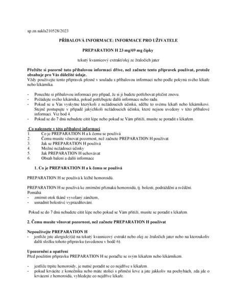 Příbalový leták (SUKL) - Preparation H 23mg/69mg sup.12 I