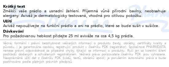 Příbalový leták - FeelEco Aviváž s vůní bavlny 1.5l