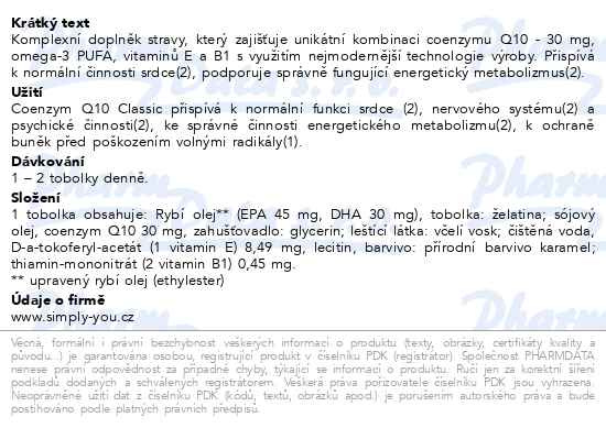 Příbalový leták - Coenzym Q10 Classic 30mg Da Vinci Academia tob.60