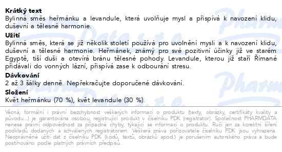 Příbalový leták - LEROS Levandulové zklidnění 20x1g