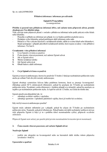 Příbalový leták (SUKL) - Egianti 0.75mg 2 tablety