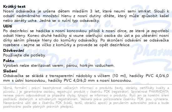 Příbalový leták - Nosní odsávačka - modrá