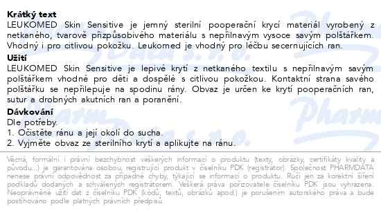 Příbalový leták - Leukomed Skin Sensitive 5x7.2cm 5ks netkané krytí