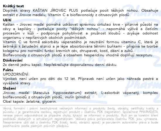Příbalový leták - NATURVITA KAŠTAN JÍROVEC plus 60 kapslí