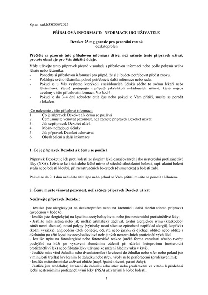 Příbalový leták (SUKL) - Dexoket 25mg granule 10 sáčků
