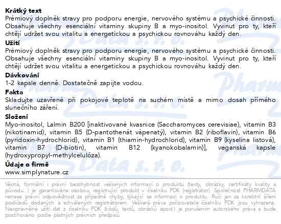 Příbalový leták - Beggs B Complex Lalmin B200&Myo-Inositol cps.60