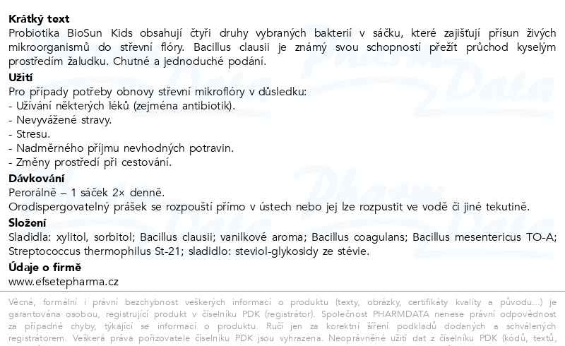 Příbalový leták - SWP Kids BiOSUN 10ks