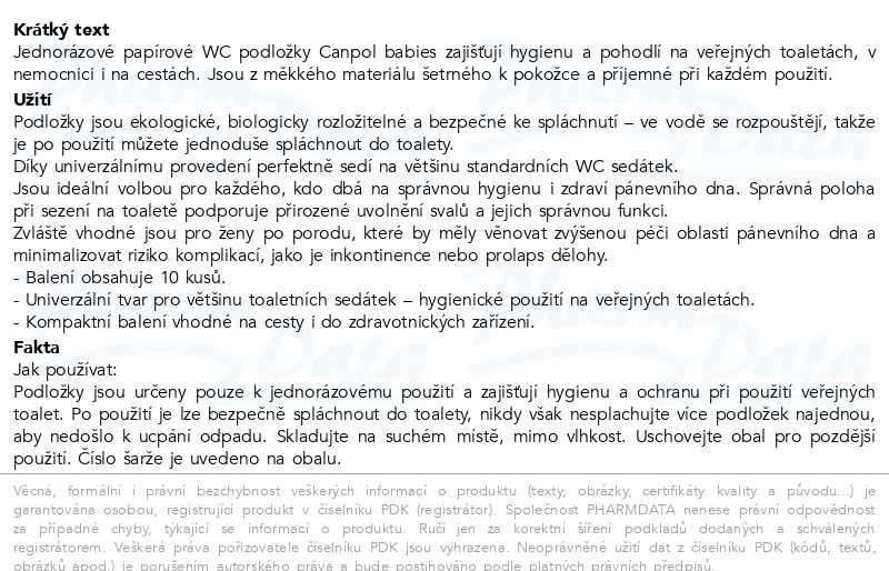 Příbalový leták - Canpol babies Hygienické jednorázové WC podložky 10ks