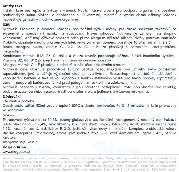 Příbalový leták - Nutrikaše probiotic s višněmi 180g (3x60g)