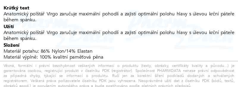 Příbalový leták - Connect IT ergonomický polštář Virgo
