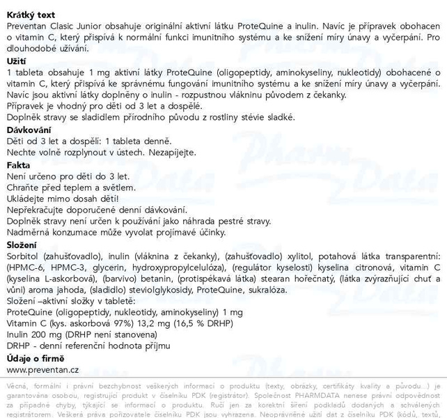 Příbalový leták - Preventan Clasic Junior tbl.2x30+svačin.box 2025