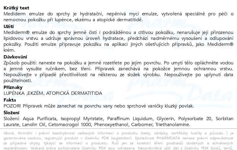 Příbalový leták - Mediderm Emulze do sprchy 250g