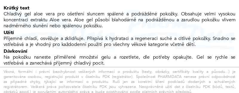 Příbalový leták - VIVAPHARM Aloe Vera 97% chladivý gel po opal.250ml