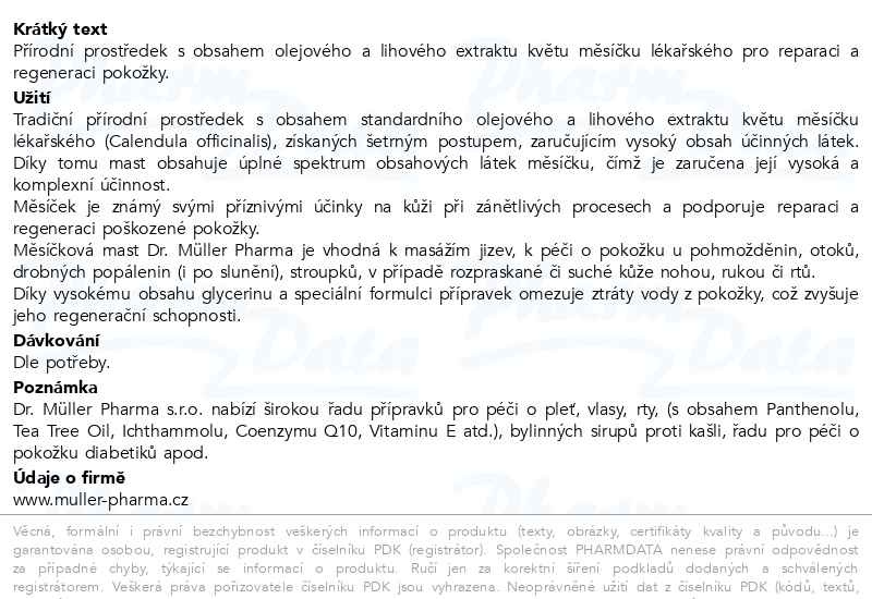 Příbalový leták - Měsíčková mast 50ml Dr.Müller