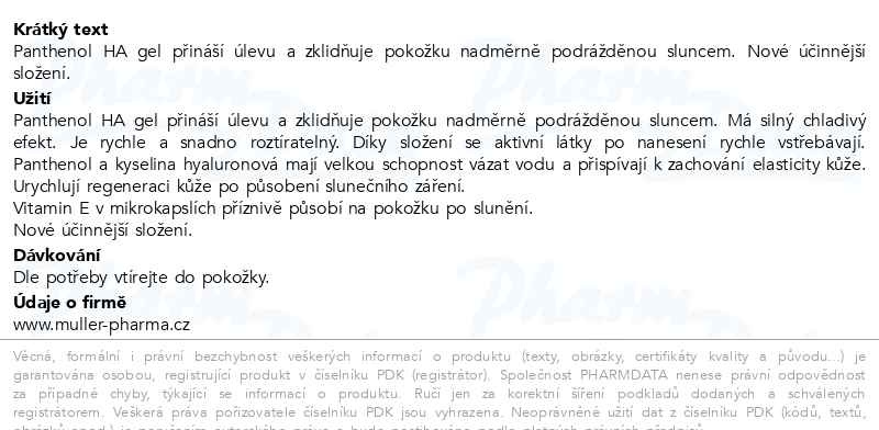 Příbalový leták - Panthenol HA gel 7% 110ml Dr.Müller