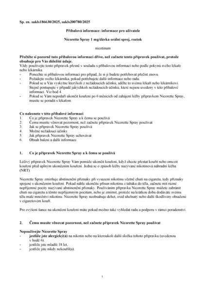 Příbalový leták (SUKL) - Nicorette spray 1mg/dávka orm.spr.2x13.2ml