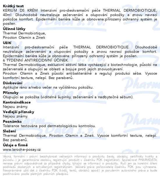 Příbalový leták - LA ROCHE-POSAY KERIUM DS Krém 40ml