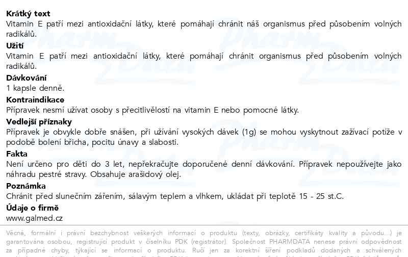 Příbalový leták - Vitamín E 200mg tob.50 Galmed